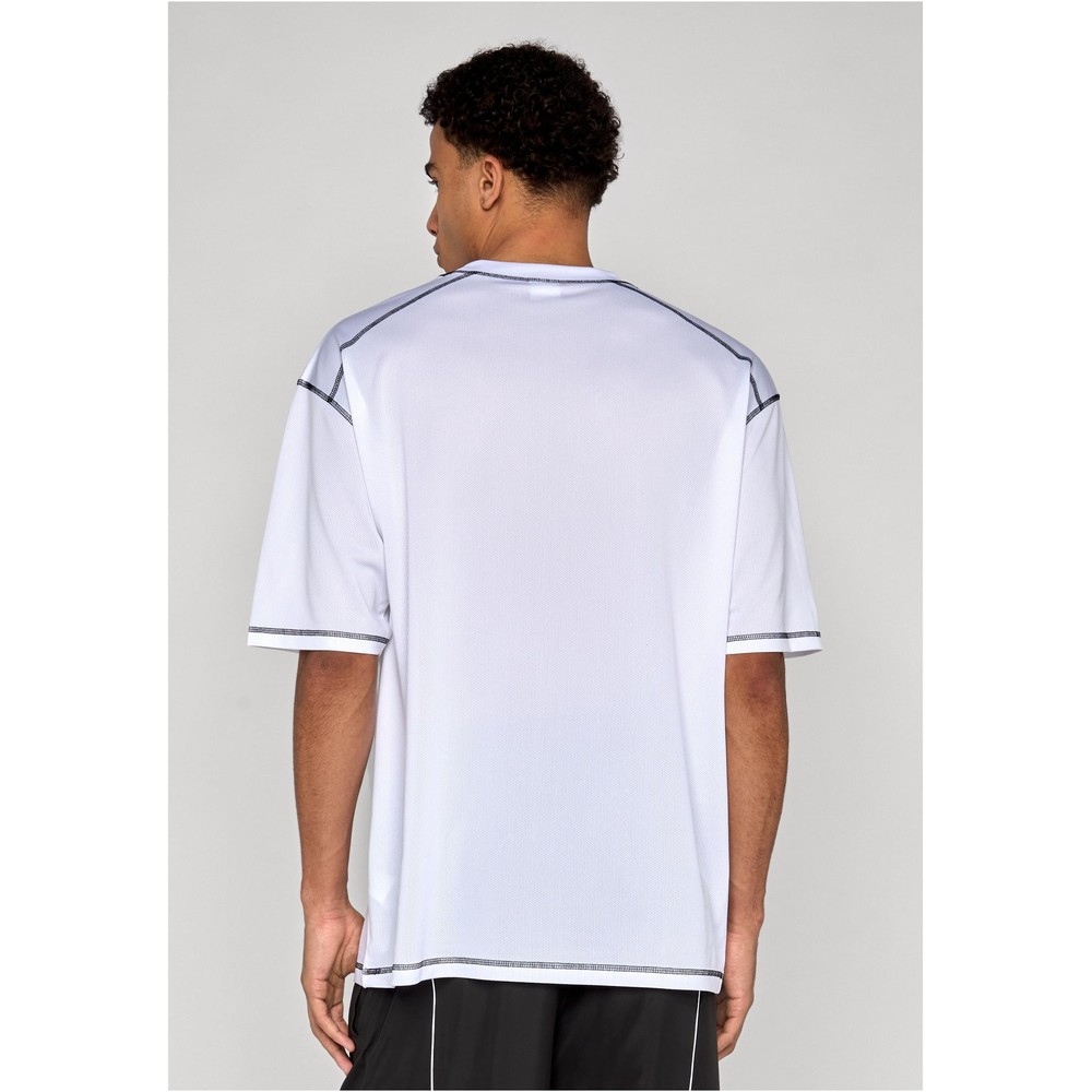 Urban Classics - Oversized Closehole Mesh Heren Tshirt - Wit
